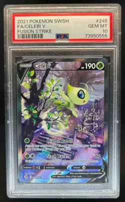2021 Pokemon SWSH Fusion Strike Celebi V #245/264 PSA 10 - Image 1