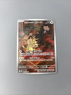Pokemon Team Rocket’s Meowth Illustration Rare Destined Rivals 203/182 - Image 1