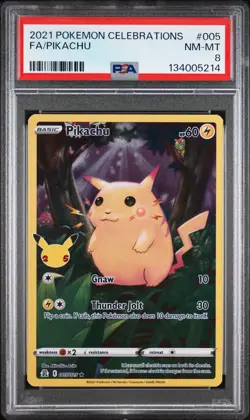 2021 POKEMON CELEBRATIONS #005 FULL ART/PIKACHU PSA 8 - Image 1