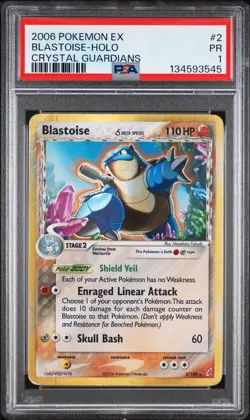 2006 POKEMON EX CRYSTAL GUARDIANS #2 BLASTOISE-HOLO PSA 1 - Image 1