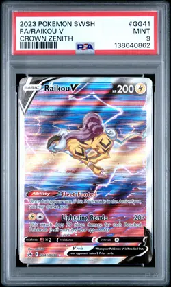 2023 POKEMON SWORD & SHIELD CROWN ZENITH #GG41 FULL ART/RAIKOU V PSA 9 - Image 1