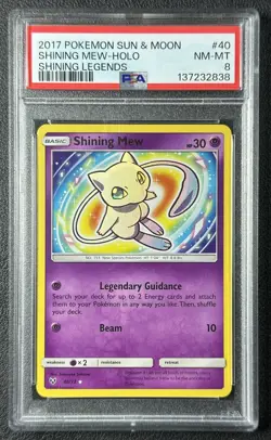 SHINING MEW HOLO PSA 8 2017 POKEMON SUN & MOON #40/73 SHINING LEGENDS 838 - Image 1