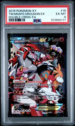 2015 POKEMON XY DOUBLE CRISIS #15 FULL ART/TEAM MAGMA'S GROUDON EX PSA 6 - Image 1