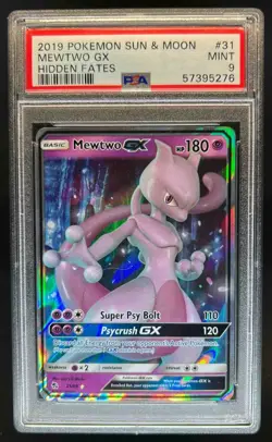 2019 Pokemon SM Hidden Fates Mewtwo GX #31/68 PSA 9 - Image 1