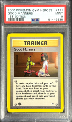 Pokemon Good Manners 2000 Gym Heroes 1st Edition #111 PSA 9 - Image 1