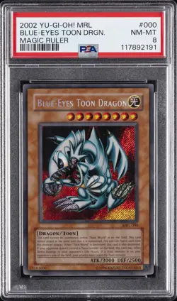 2002 YU-GI-OH! MRL-MAGIC RULER #000 BLUE-EYES TOON DRAGON PSA 8 - Image 1