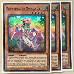 Yugioh! 3x Performapal Sky Magician Girl SUDA-EN099 Super Rare 1st Ed NM - Image 1