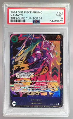 Yamato 2024 Japanese One Piece Top 64 Treasure Cup Promo OP01-121 PSA 9 - Image 1