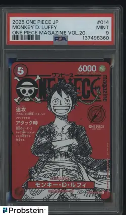 2025 ONE PIECE JPN PROMOS ONE PIECE MAG VOL.20 #014 MONKEY D. LUFFY PSA 9 - Image 1