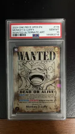 Monkey D. Luffy PSA 10 (Wanted Poster) Emperors in the New World OP05-119 - Image 1