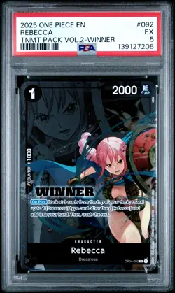 2025 ONE PIECE TOURNAMENT PACK VOL.2 WINNER #092 REBECCA PSA 5 - Image 1