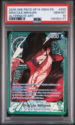 2026 ONE PIECE OP14-EB04-THE AZURE SEA'S SEVEN ALT ART DRACULE MIHAWK PSA 10 - Image 1