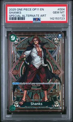 2025 ONE PIECE OP11-A FIST OF DIVINE SPEED SPECIAL ALTERNATE ART SHANKS PSA 10 - Image 1
