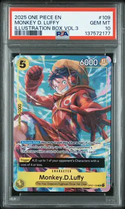 2025 ONE PIECE PROMOS ILLUSTRATION BOX VOL.3 #109 MONKEY D. LUFFY PSA 10 - Image 1