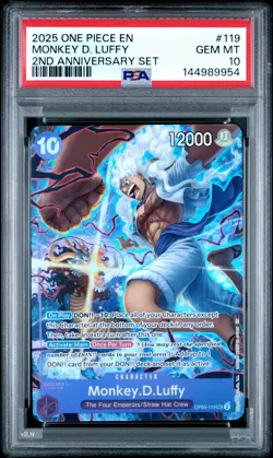2025 ONE PIECE ENGLISH VERSION 2ND ANNIVERSARY SET #119 MONKEY D. LUFFY PSA 10 - Image 1