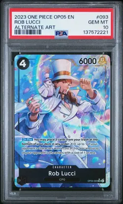 2023 ONE PIECE OP05-AWAKENING OF THE NEW ERA ALTERNATE ART #093 ROB LUCCI PSA 10 - Image 1