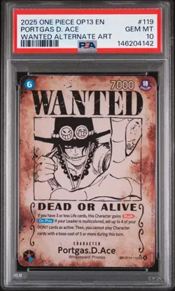 2025 ONE PIECE CARRYING ON HIS WILL WANTED ALT ART #119 PORTGAS D. ACE PSA 10 - Image 1