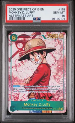 2025 ONE PIECE OP13-CARRYING ON HIS WILL ALTERNATE ART MONKEY D. LUFFY PSA 10 - Image 1