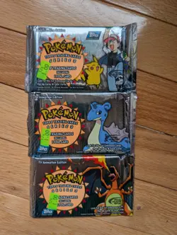 3x Packs Pokemon Topps Trading Cards Series 3 2000 All Different Arts TV Edition - Image 1