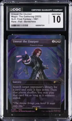 2025 MTG FINAL FANTASY RARE FOIL BORDERLESS #1861 UNSEAT THE USURPER CGC 10 - Image 1
