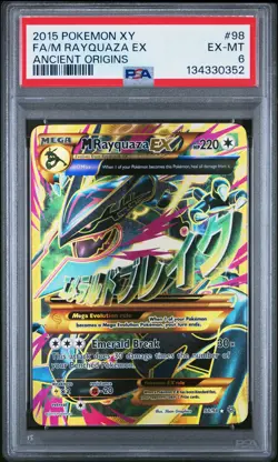 2015 POKEMON XY ANCIENT ORIGINS #98 FULL ART/M RAYQUAZA EX PSA 6 - Image 1