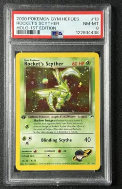 ROCKET'S SCYTHER PSA 8 2000 POKEMON GYM HEROES #13/132 HOLO 1ST EDITION 4438 - Image 1