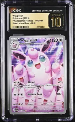 Pokemon Wigglytuff 2025 Phantasmal Flames 105/094 Il. Rare CGC PRISTINE 10 - Image 1