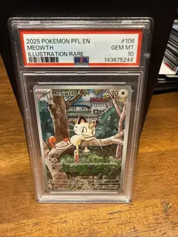 2025 Pokemon Phantasmal Flames PFL Meowth Illustration Rare #106/094 GEM PSA 10 - Image 1