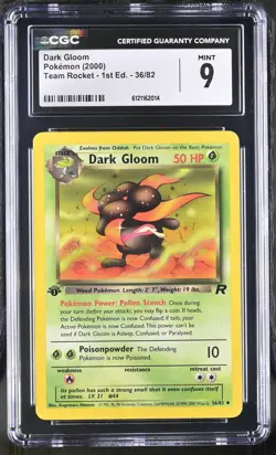 CGC 9 MINT Dark Gloom Team Rocket 1st Edition 36/82 Pokemon Card - Image 1