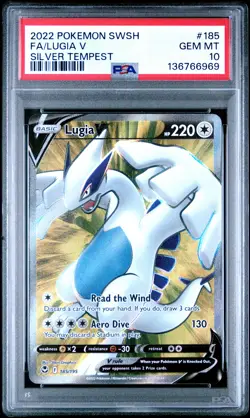 2022 POKEMON SWORD & SHIELD SILVER TEMPEST #185 FULL ART/LUGIA V PSA 10 - Image 1