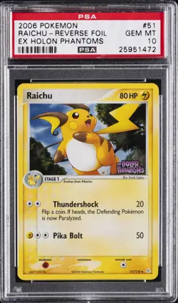 2006 POKEMON EX HOLON PHANTOMS #51 RAICHU-REVERSE FOIL PSA 10 - Image 1