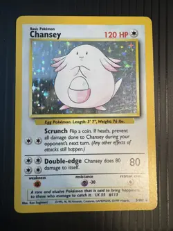 Chansey Holo 3/130 – Base Set 2 Pokemon Card (2000) – Vintage WOTC MP - Image 1