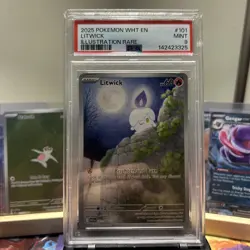 Pokemon TCG Litwick Card White Flare Illustration Rare Holo 101/086 PSA 9 - Image 1