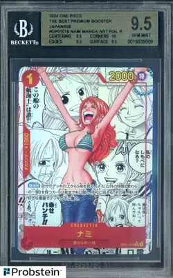 2024 One Piece The Best Premium Booster Japanese OP01016 Nami Manga BGS 9.5 - Image 1