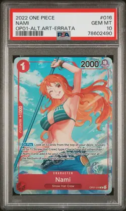 Nami Alt Art Errata OP01-016 One Piece TCG PSA 10 - Image 3