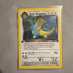 Pokemon Dark Dragonite 1st Edition Holo Team Rocket 70 HP Card 5/82 - Image 1