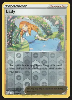 SWSH11: Lost Origin Lady #159/196 Reverse Holo Pokemon Card - Image 1