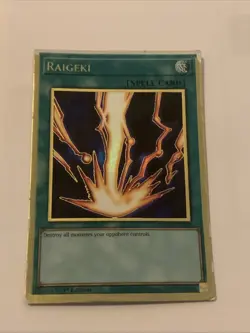 Yugioh! Card TCG Raigeki MGED-EN038 Premium Gold Rare 1st Edition Played - Image 1