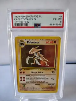 Pokemon Card 1999 Fossil 9/62 KABUTOPS Holo Unlimited PSA 6 EX-MT - Image 1