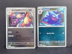 2x Pokemon ME02: Phantasmal Flames Holo Haunter 055/094 & Ambipom 079/094 Lot - Image 1