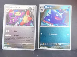 2x Pokemon ME02: Phantasmal Flames Holo Haunter 055/094 & Ambipom 079/094 Lot - Image 2
