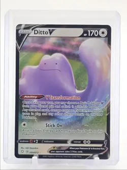 DITTO V 2021 POKEMON SWSH SHINING FATES SHINY RARE 050/072 Q4490 - Image 1