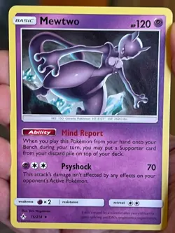 POKEMON MEWTWO 75/214 RARE UNBROKEN BONDS (NON HOLO) NM CARD - Image 1