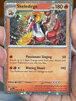 POKEMON SKELEDIRGE 038/198 RARE COSMOS HOLOFOIL SCARLET & VIOLET BASE NM CARD - Image 1