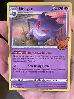 POKEMON GENGAR 066/196 RARE HOLOFOIL LOST ORIGIN TRICK OR TRADE NM CARD - Image 1