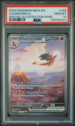 Pokemon Charizard ex 2023 Mew EN-151 #199 Special Illustration Rare PSA 10 - Image 1
