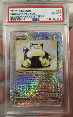 PSA 6 Snorlax 64/110 Legendary Collection . Reverse Holo Pokemon 2002 EX MT - Image 1