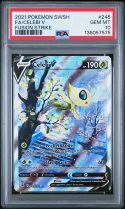 Pokemon Celebi V 2021 Sword & Shield Fusion Strike #245 Full Art PSA 10 - Image 1