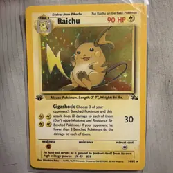 Pokemon Raichu 14/62 Fossil Holo 1st Edition NEAR MINT - Image 1