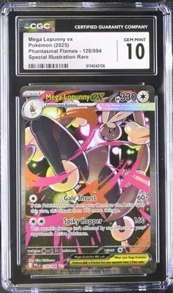 Pokemon Mega Lopunny ex 2025 Phantasmal Flames 128/094 Special Il. Rare CGC 10 - Image 1
